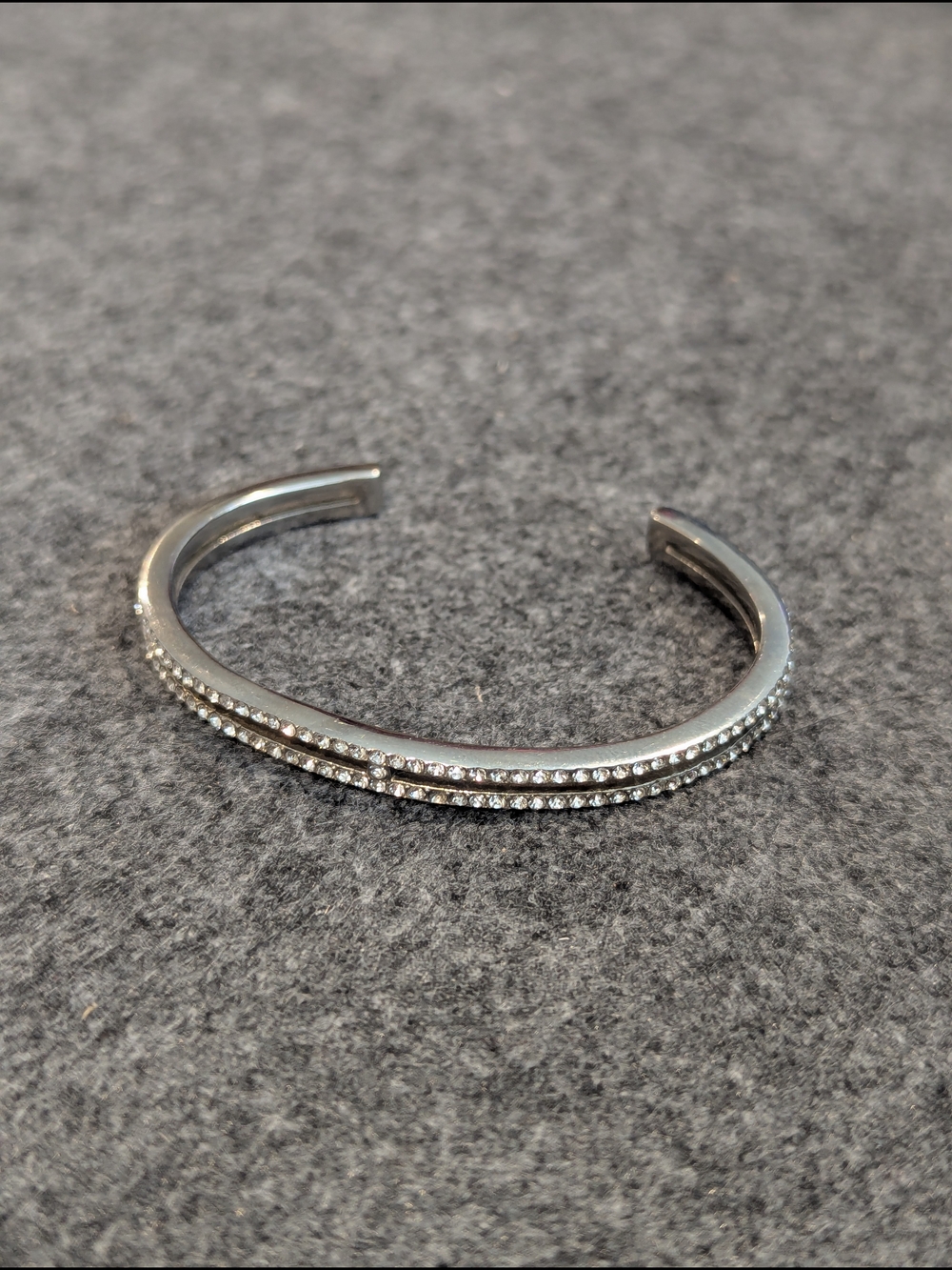 Henri Bendel Silver Crystal Double-Row Pavé Cuff Bracelet for Women